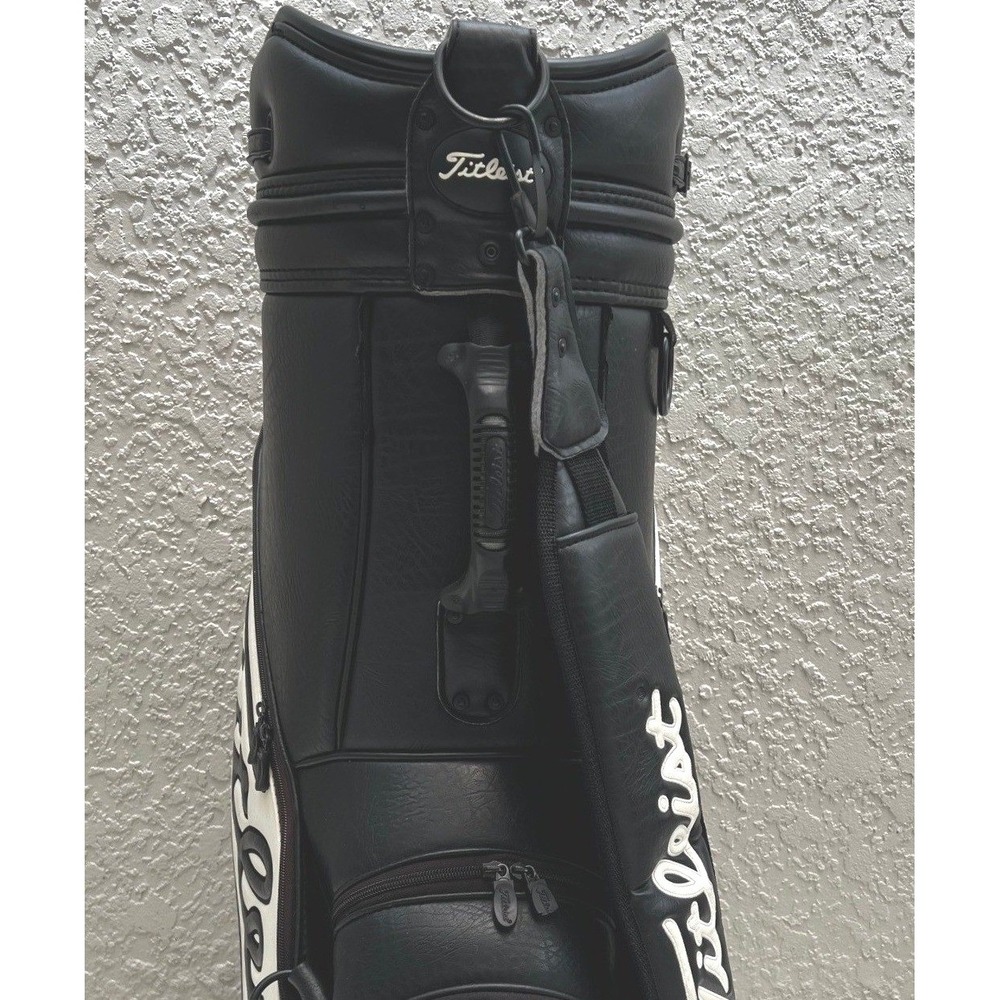 Vintage Titleist Tour Staff Golf Bag 6-Way Black White WITH Matching Rain Hood - Picture 8 of 16